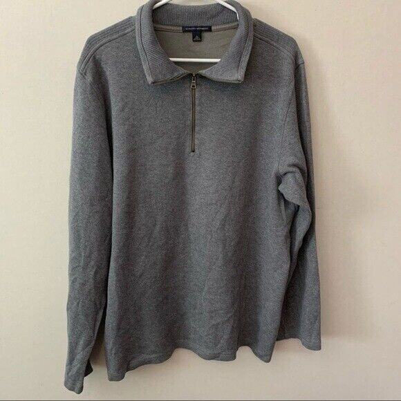 Banana Republic Gray Quarter Zip Cotton Pull Over Sweater MENS SIZE XL - Picture 1 of 6